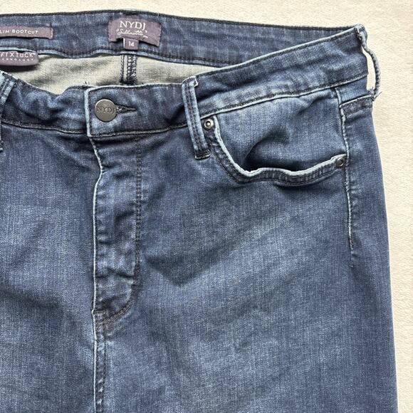 NYDJ Silhouette Womens Size 14 Jeans Slim Bootcut Lift Tuck Technology Dark Wash - Picture 4 of 14
